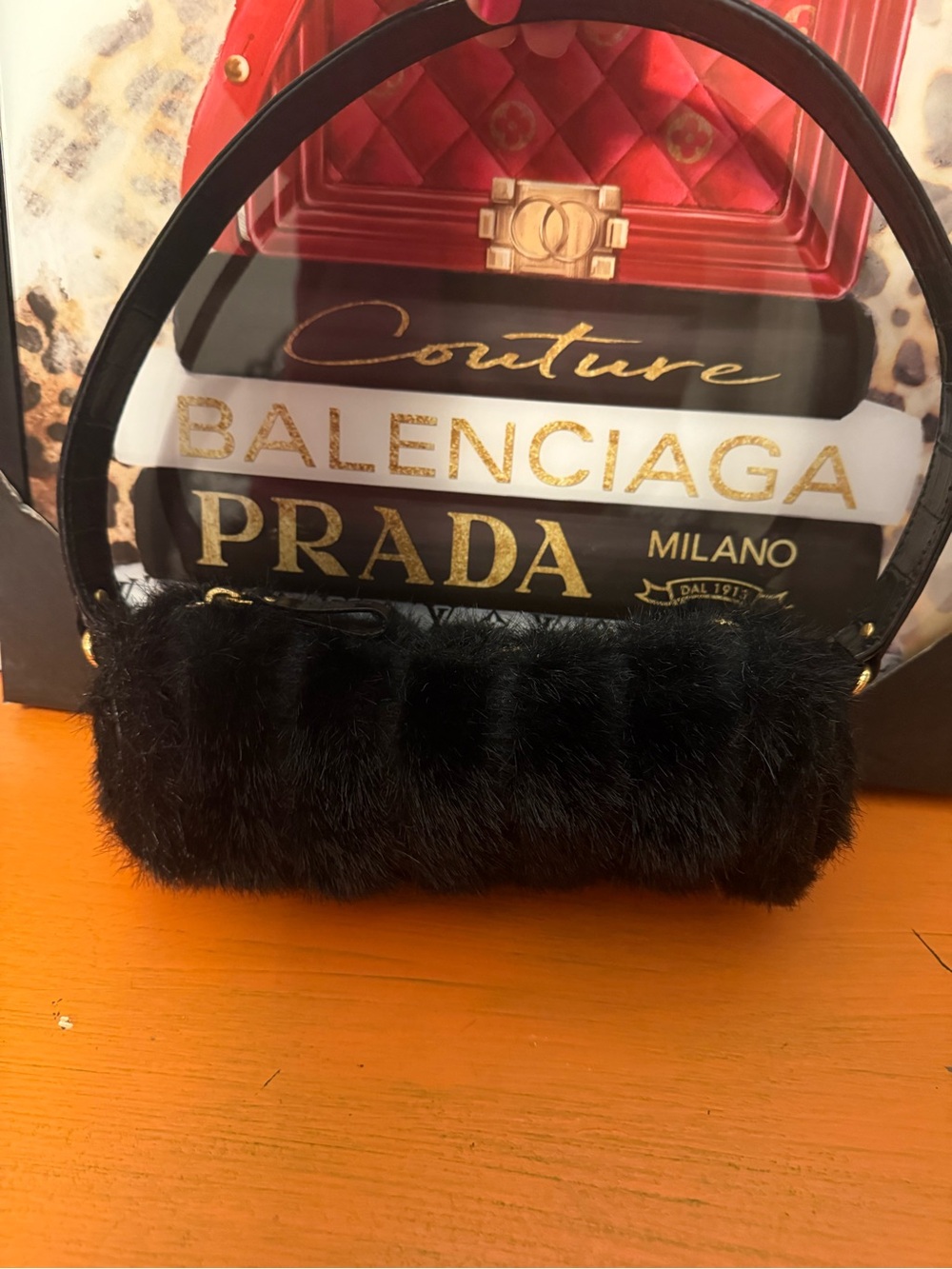 Kate Spade 🇮🇹 Vintage Faux Fur Cylinder Bag EUC